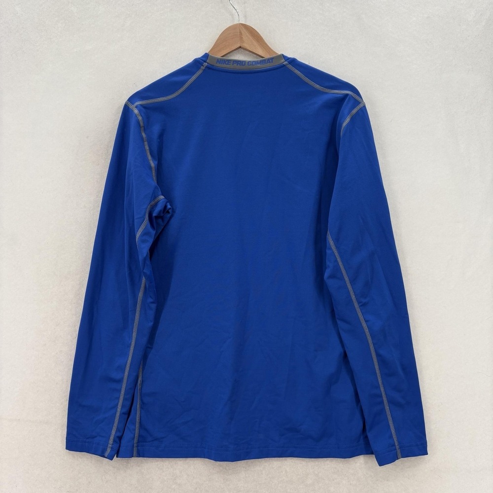 Nike Pro Combat Hyperwarm Shirt Mens Large Blue Dri-FIT Fitted Long Sleeve Gym - Picture 12 of 13